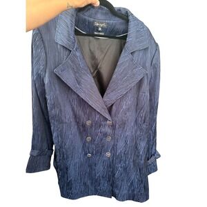 Spiegel Navy Blue Textured Double Breasted Blazer Jacket Womens 18W